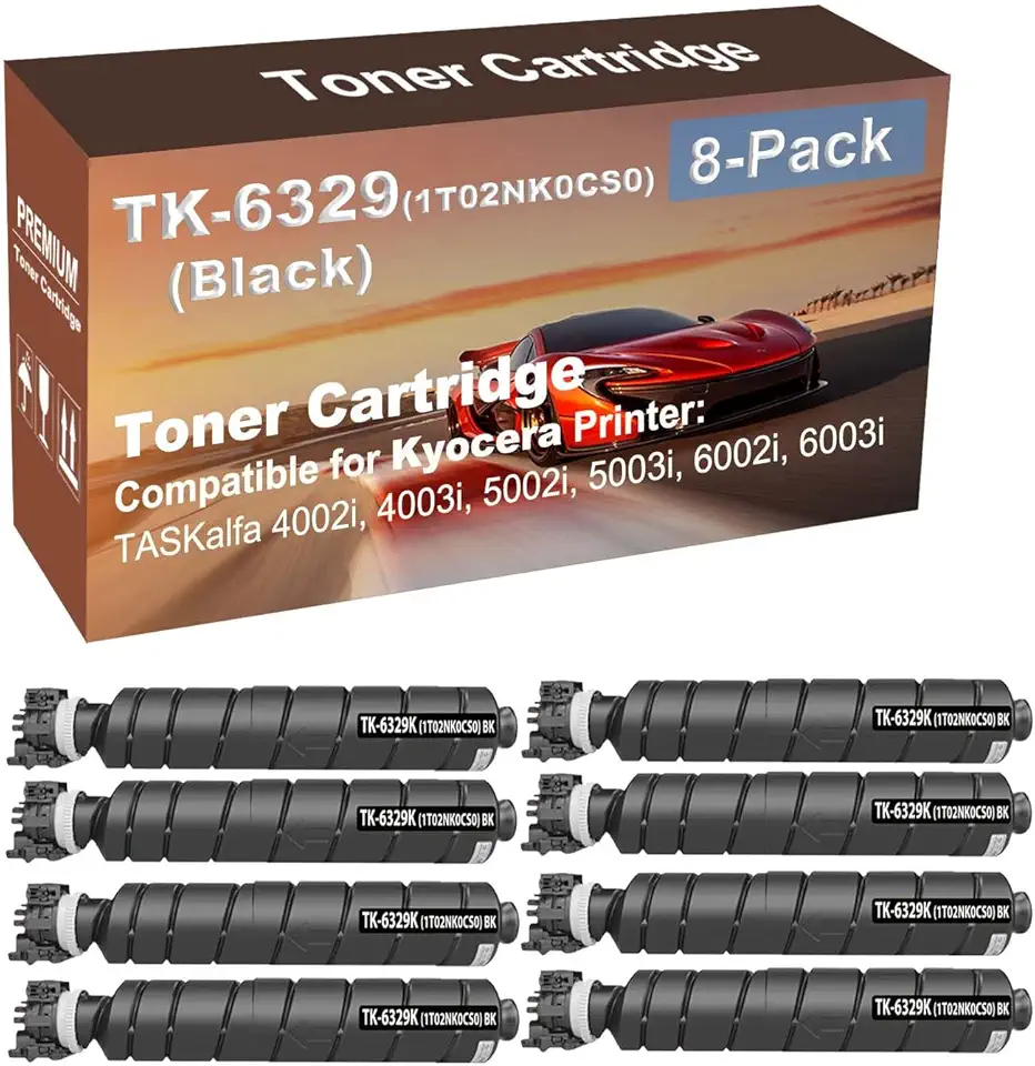 8-Pack Compatible High Yield TASKalfa 4002i, 4003i, 5002i, 5003i, 6002i, 6003i Printer Cartridge Replacement for Kyocera TK-6329 (1T02NK0CS0) Toner Cartridge (Black)