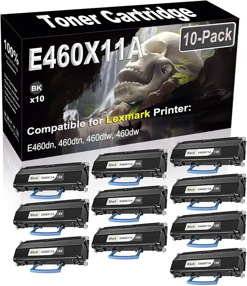 10-Pack (Black) Compatible High Yield E460X11A Laser Printer Toner Cartridge use for E460dn 460dtn 460dtw 460dw Printer