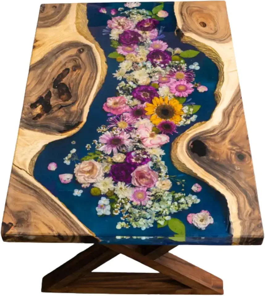 Premium Flower Table, River Flower Table, Exquisite Design, Customize with Your Favorite Flowers, Natural Flower Table, Furniture Home Decor, Unique Gift (40x80 inch.)