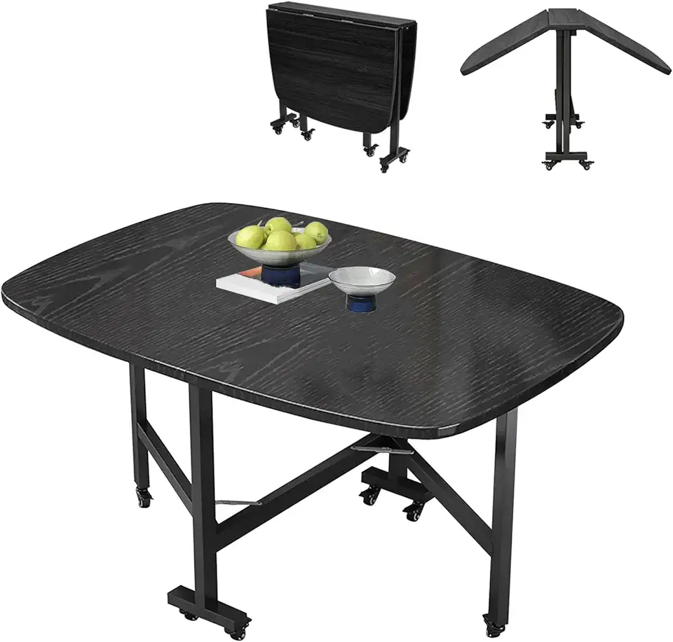 Folding Dining Table, Multifunction Expandable Folding Table For Small Spaces Kitchen, Bedroom, Living Room, Thickened Tabletop, Stable And Durable, Drop Leaf Kitchen Table For Small Apartment(Black,1