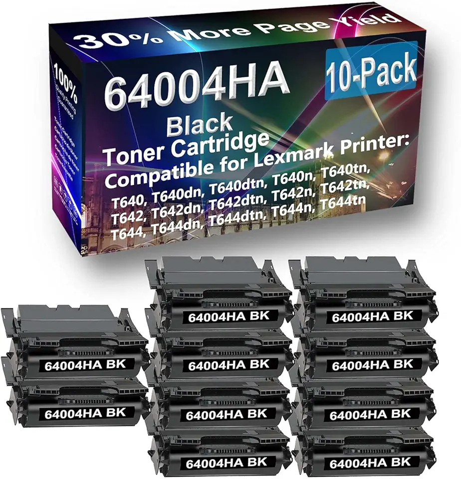 10-Pack Compatible High Yield T642tn, T644, T644dn, T644dtn, T644n, T644tn Printer Cartridge Replacement for 64004HA Toner Cartridge (Black)