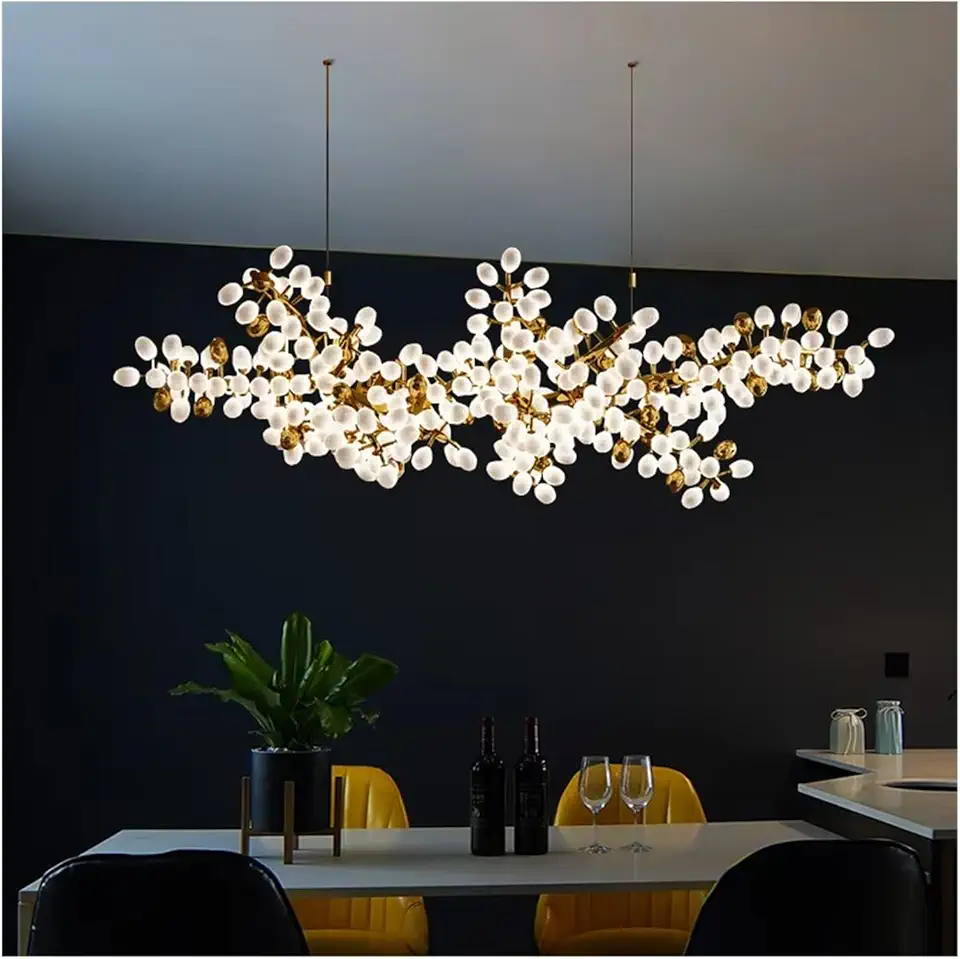 Branch Crystal Chandelier for Kitchen Table Living Dining Room Bedroom Round Modern Gold Hanging Lights,Celling Hanging Light