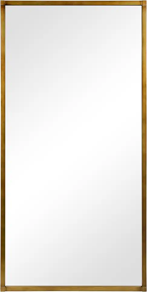 Empire Art Direct Brushed Gold Metal Framed Rectangular Wall Mirror, Ready to Hang, Living Room, Bedroom & Office, 40