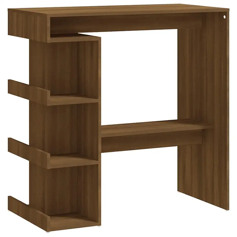 Bar Table with Storage Rack Brown Oak Space-Saving Table for Restaurant 39.4