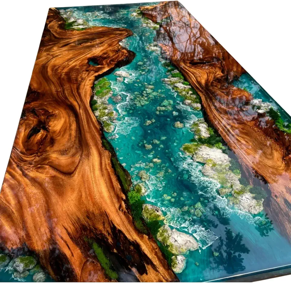Custom Natural Scenery Epoxy Resin Table, Live Edge Epoxy Resin Dining Table Top, Dining Room Table, Living Room Table, Kitchen Table, Living Room Table, Custom Craft Table (50x80 inch)