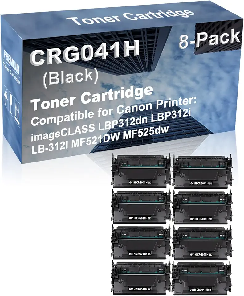 8-Pack Compatible High Yield imageCLASS LBP312dn LBP312i LB-312I MF521DW MF525dw Printer Cartridge Replacement for Canon 041H CRG041H (0453C001) Toner Cartridge (Black)