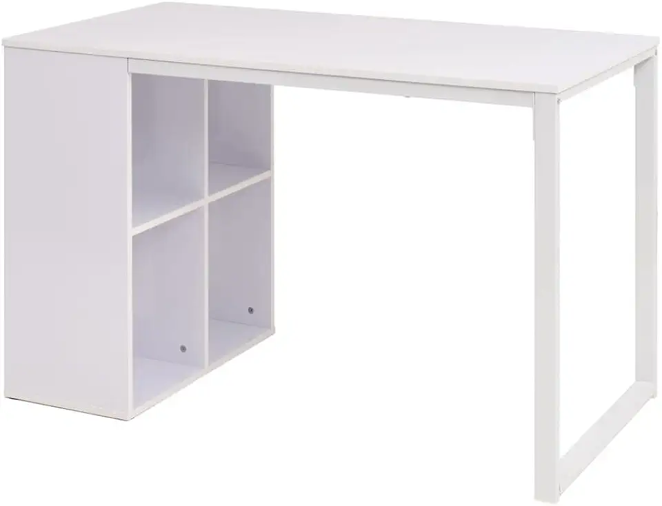 Computer Desk, Chipboard and Steel Frame Writing Table, Office Furniture Oak and White 120x60x75 cm (D 120 x 60 x 75 cm)
