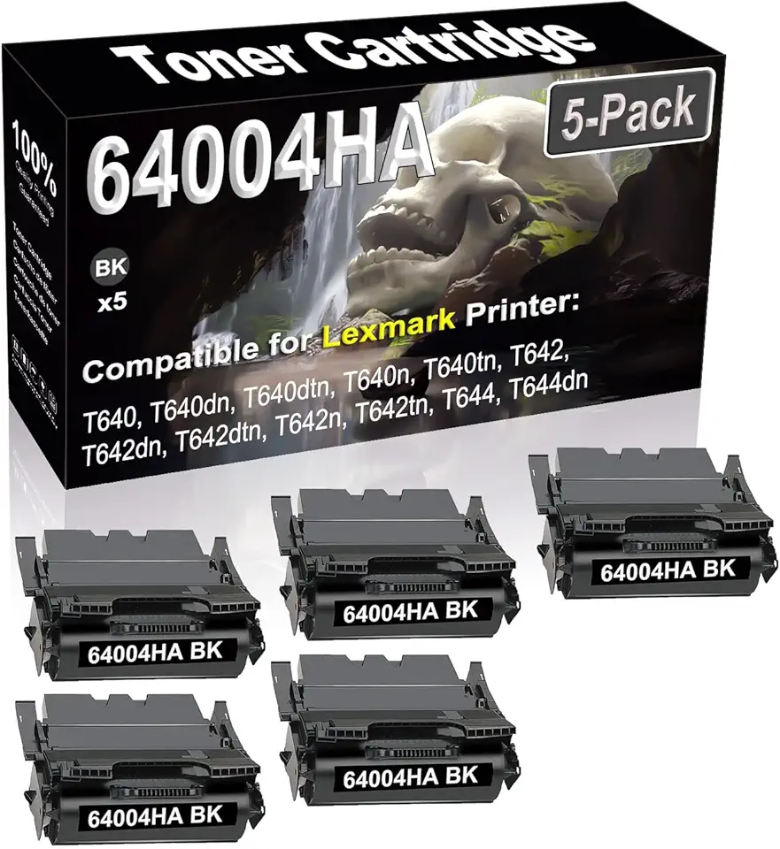 5-Pack (Black) Compatible High Yield 64004HA Laser Printer Toner Cartridge use for T640 T640dn T640dtn T640n T640tn T642 T642dn T642dtn Printer