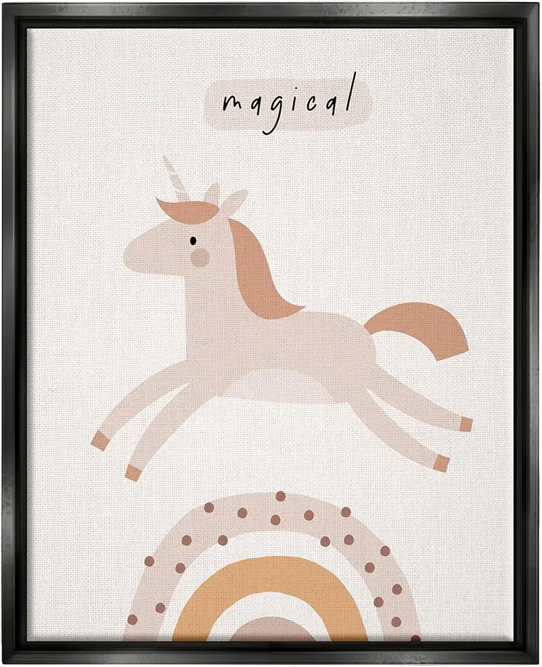 Stupell Industries Magical Unicorn & Rainbow Framed Floater Canvas Wall Art by LSR Design Studio