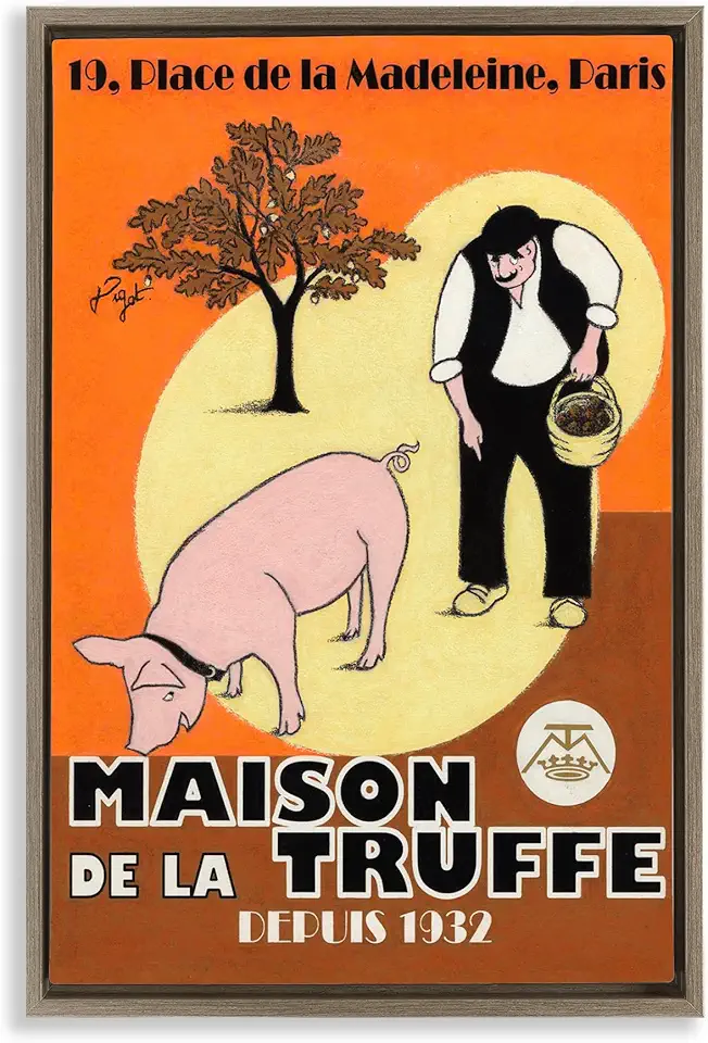 Stupell Industries Vintage French Truffles Brown Framed Floater Canvas Wall Art Design by Jean-Pierre Got, 17 x 25