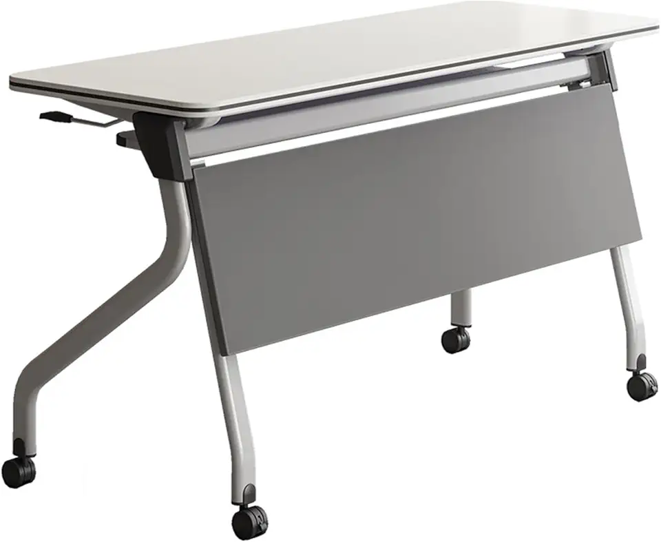 Mobile Folding Training Table with Wheels for Office Classroom Rectangular White Conference Room Tables