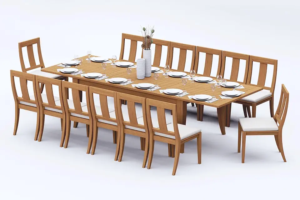 14 Seats 15 Pcs Grade-A Teak Wood Dining Set: 122