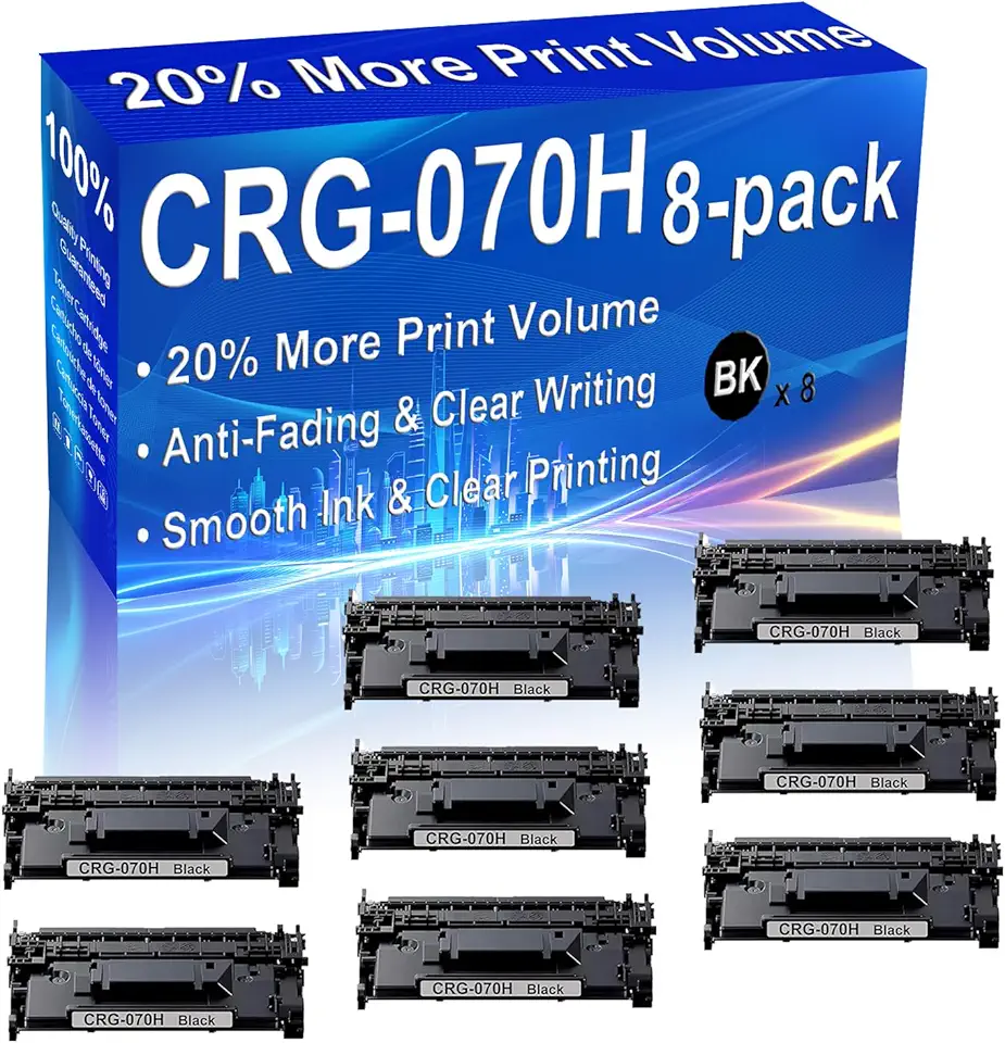 8-Pack (Black) Compatible High Yield CRG-070H Imaging Toner Cartridge Use for imageCLASS MF460dw MF461dw MF463dw MF465dw LBP240dw LBP243dw LBP246dw Printer