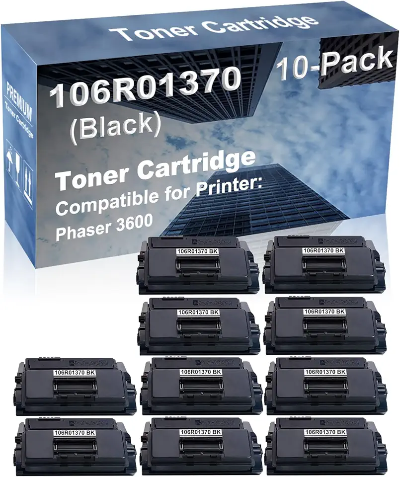 10-Pack Compatible High Capacity Phaser 3600 Printer Toner Cartridge Replacement for 106R01370 Printer Cartridge (Black)