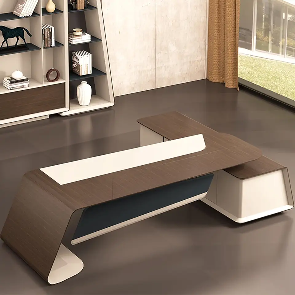 OUDINI Executive Desk Mid Century Modern Writing Study Desk Extra Large Workstation Business Furniture Set for Home Office, 2.2m