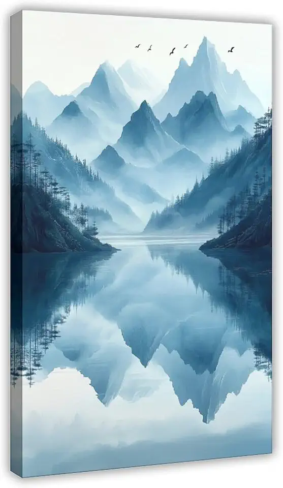 XAHOR Elegant Minimalist Mountain Lake Art Print – Tranquil Wall Decor Poster for Room Aesthetics Canvas Wall Art Poster And Print 20x30inch(50x75cm)