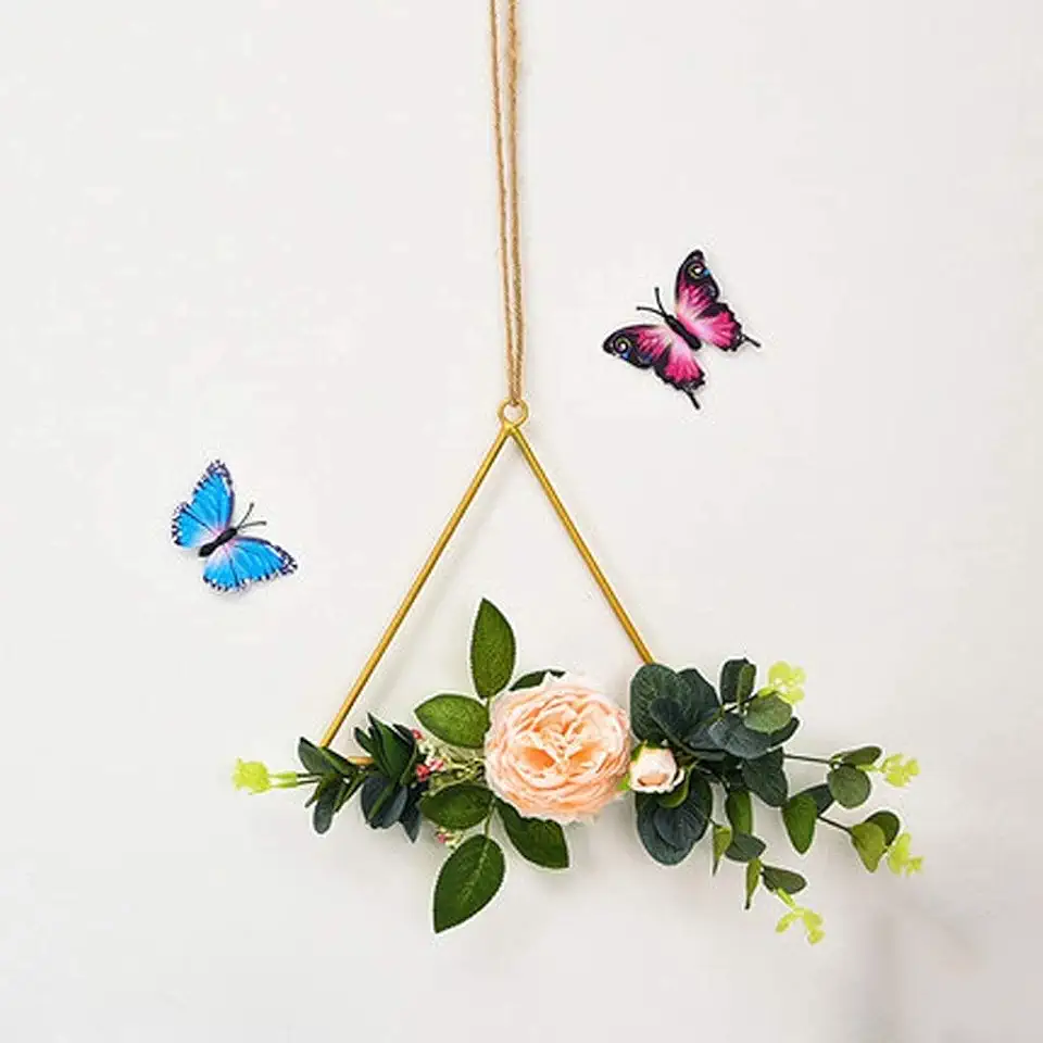 Wall Decor Farmhouse Style Modern Light Luxury Metal Wall De, Simple Modern Restaurant Wall Decoration Girls Room Bedroom Fake Flower Pendant Dormitory Wall Decoration Simulation F，D