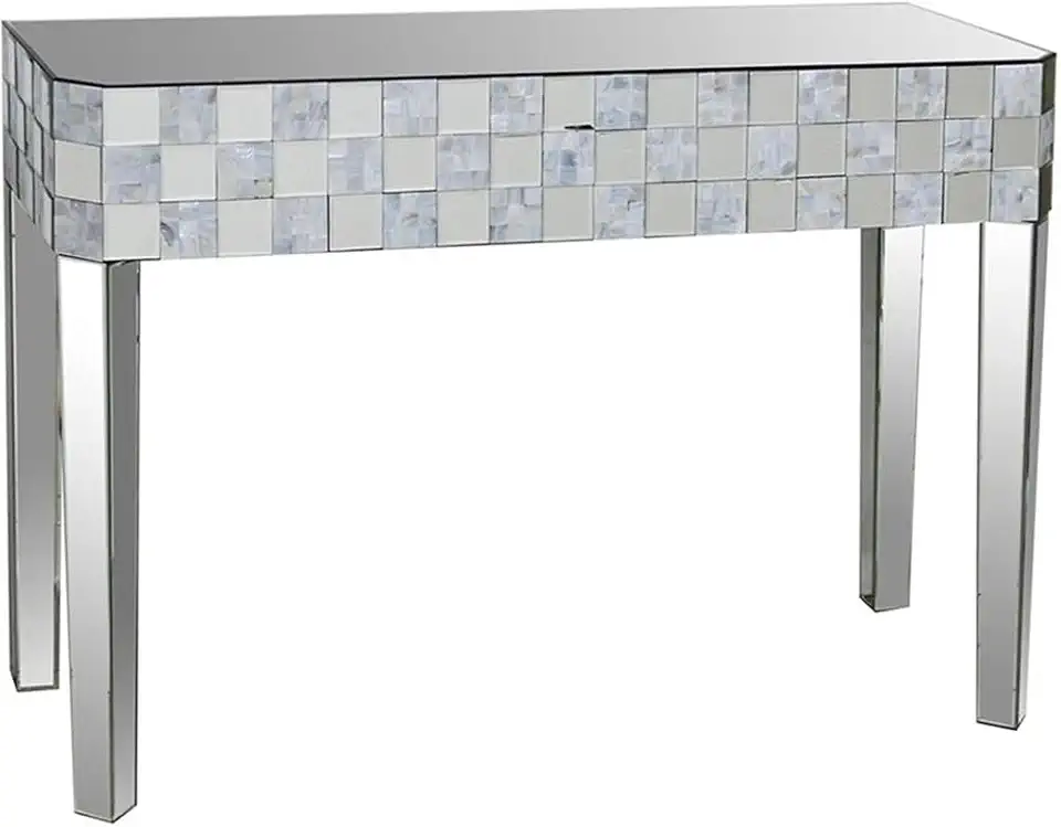 Acme NASA Rectangular Mirrored Console Table in Mirrored