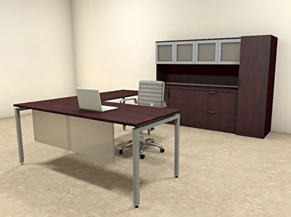 5pc L Shape Modern Contemporary Executive Office Desk Set, OF-CON-L78