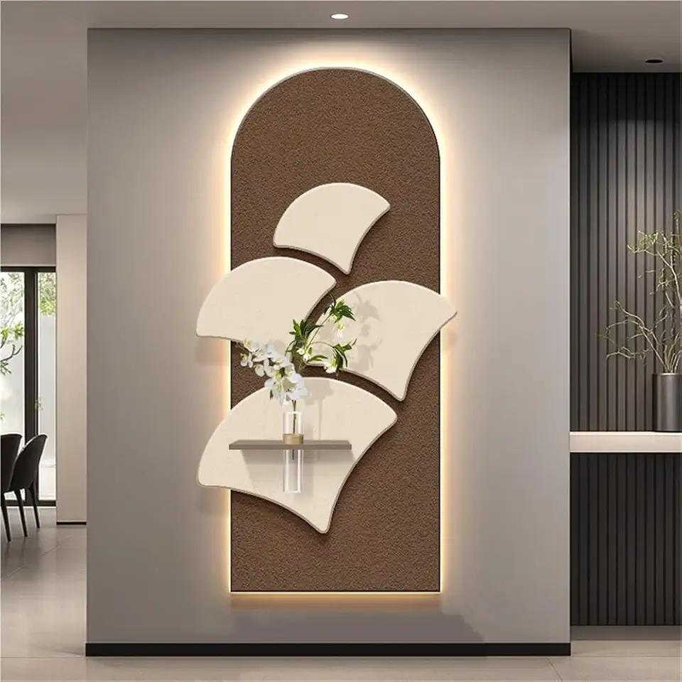 YUAFVSI Chic LED Wall Art Decor with Light, Modern Sandstone Texture Artwork Decoration, Plug-in Power Supply Wall Painting for Living Room, Entryway, Hallway(C,63x31.5in)