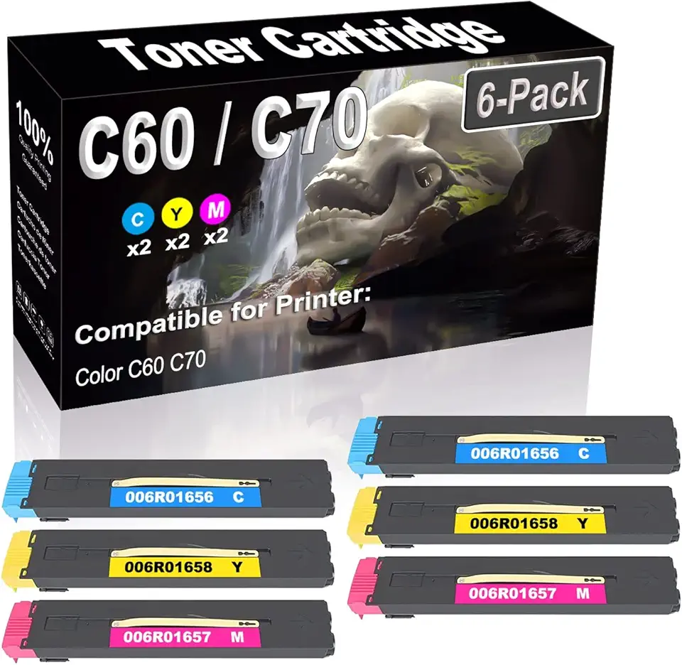 6-Pack (2C+2Y+2M) Compatible High Yield 006R01656 006R01658 006R01657 Laser Printer Toner Cartridge Used for Color C60 C70 Printer