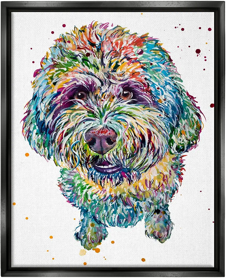 Stupell Industries Bold Terrier Dog Pet Portrait Framed Floater Canvas Wall Art, Design by Jen Seeley