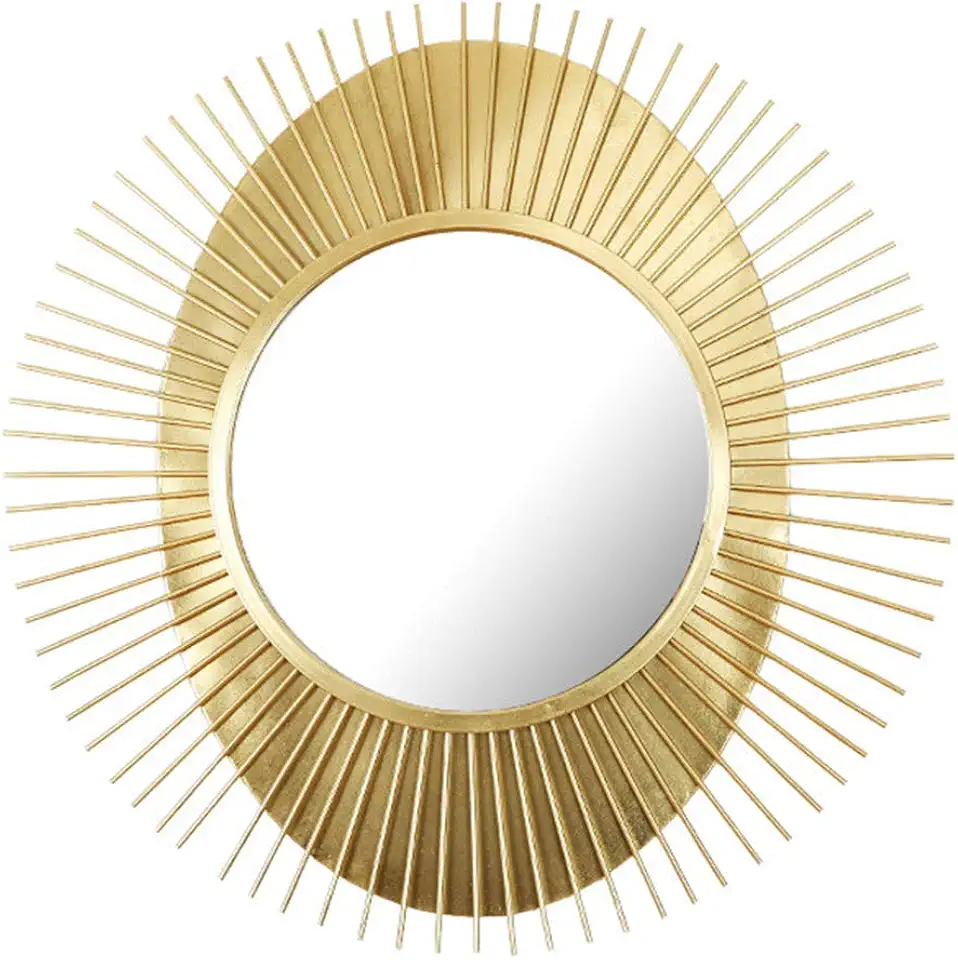 Modern Three-Dimensional Decorative Gold Wall Mirror Iron Art Vanity Mirror Suitable for Bathroom Living Room Dining Room（91.5x91.5cm）