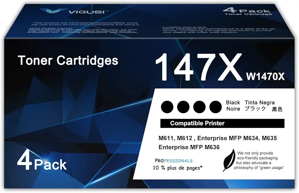 147X Toner Cartridge High Yield (4-Black) Compatible 147A 147X W1470A W1470X Replacement for HP 147X Toner Cartridge Enterprise M610, M611, M612, Enterprise MFP M634, M635, M636 Printer, W1470X Toner