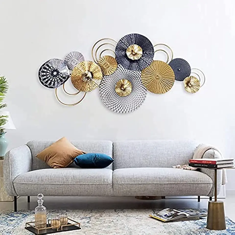 MObyat Wall Decor,Modern Wall Sculpture 3D Metal Wall Decoration, Wall Decoration, Sculptures for Bedroom, Living Room, Hotel, 48 × 22 Inches