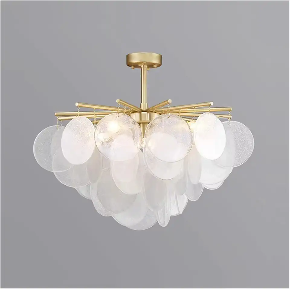 Nordic Art Glass Chandelier Living Room Table Bedroom Hall Luxury Decor Pendent Light Home Decoration Hanging Lamp(Warm Light,D80cm)