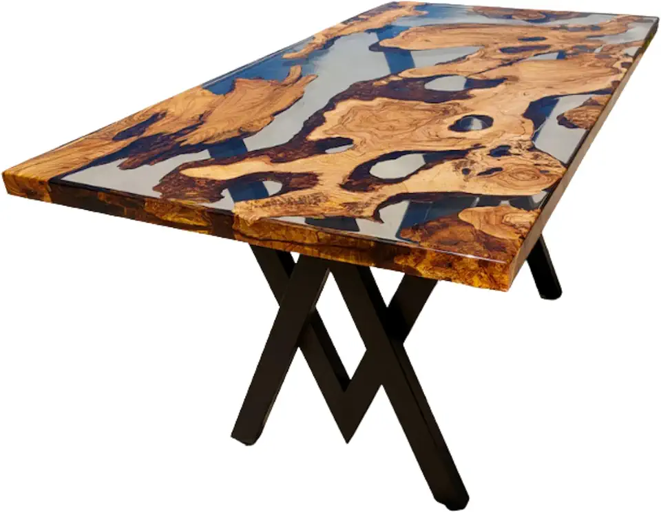 Luxury River Dining Table, Live Edge Wood & Transparent Epoxy Table, Unique Hallway, River Table, Luxury Desk, Kitchen Table, Gift Home, House Table, Bar Table, Unique Home Gift (40x80 inch.)