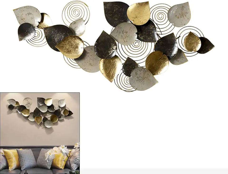 Leaf Wrought Iron Wall Hanging Decoration, Three-Dimensional Layered Hand-Painted Retro Wall Decoration Living Room Background Wall Creative Home Decoration Crafts