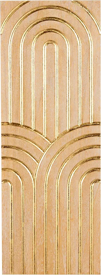 Deco 79 Wood Geometric Home Wall Decor Arches Panel Wall Sculpture with Overlapping Gold Arches, Wall Art 15.7