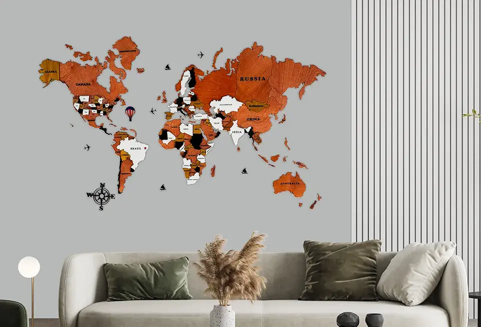 FENIN Wall Wooden World Map Wall Decor Gift for travelers Decoration for Home (XXXL, Elite)