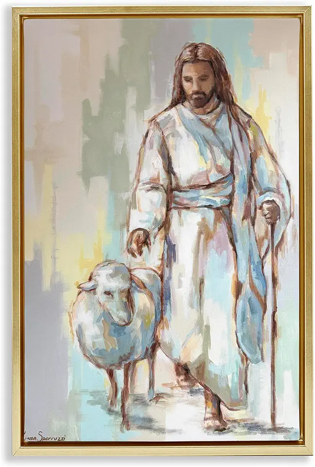 Stupell Industries He Leaves the Ninety Nine Gold Framed Floater Canvas Wall Art Design by Linda Sperruzzi, 21 x 31