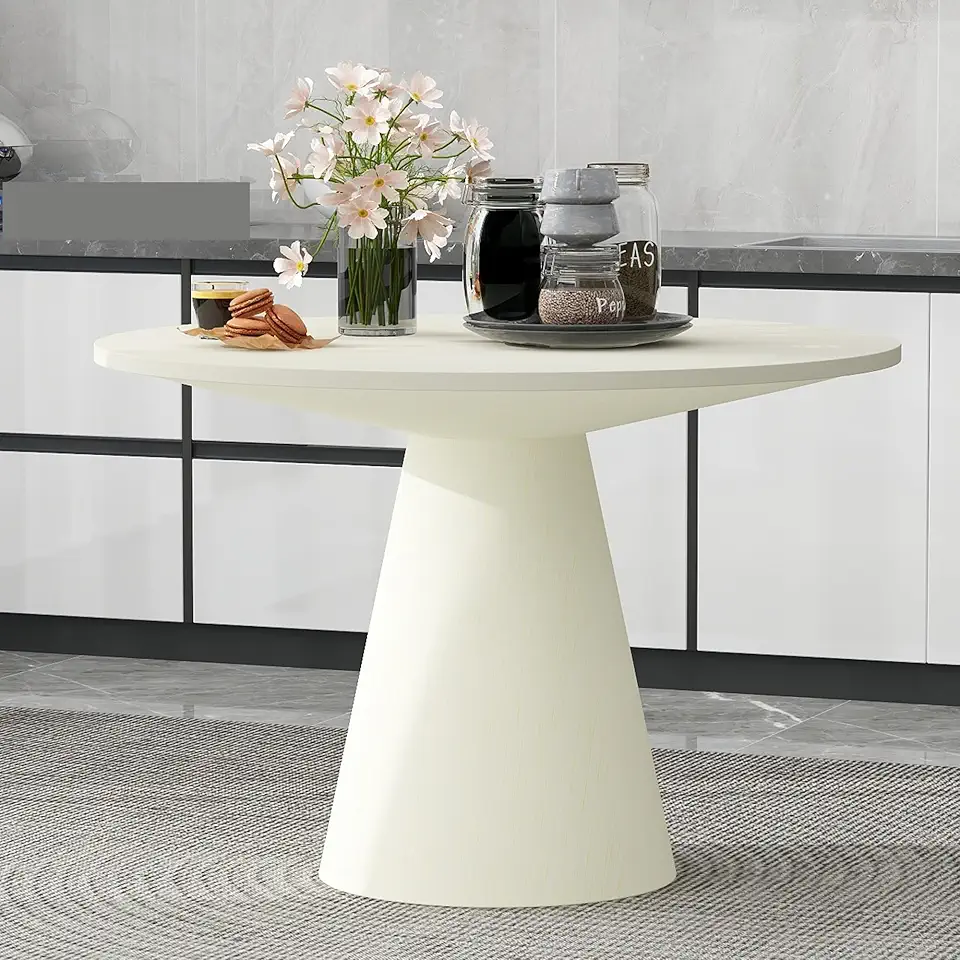Minimalist Retro Round Dining Table, Seating 2-4 People, for Living Dining Room Kitchen Hall