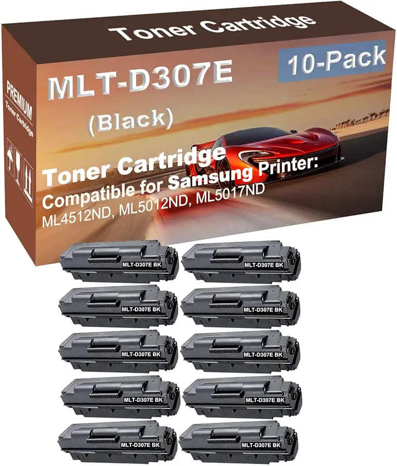 10-Pack Compatible High Yield ML4512ND, ML5012ND, ML5017ND Printer Cartridge Replacement for Samsung MLT-D307E Toner Cartridge (Black)