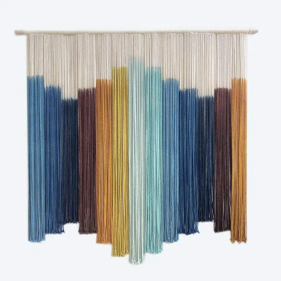 BBXSD Large Macrame Wall Hanging Colorful, Modern Dip Dye Cotton Macrame Tapestry Bohemian Wall Art for Bedroom Living Room