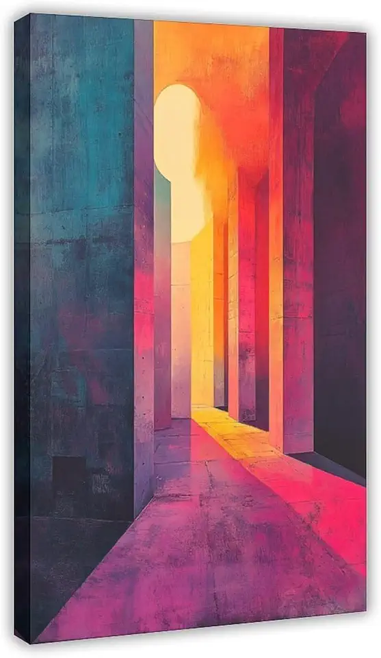 Mid-Century Modern Abstract Print – Vintage Futuristic Wall Decor – Pastel Geometric Art – Popular Gift for Art Lovers Canvas Poster Wall Art Decor Print Picture Paintings for Living Room Bedroom Deco