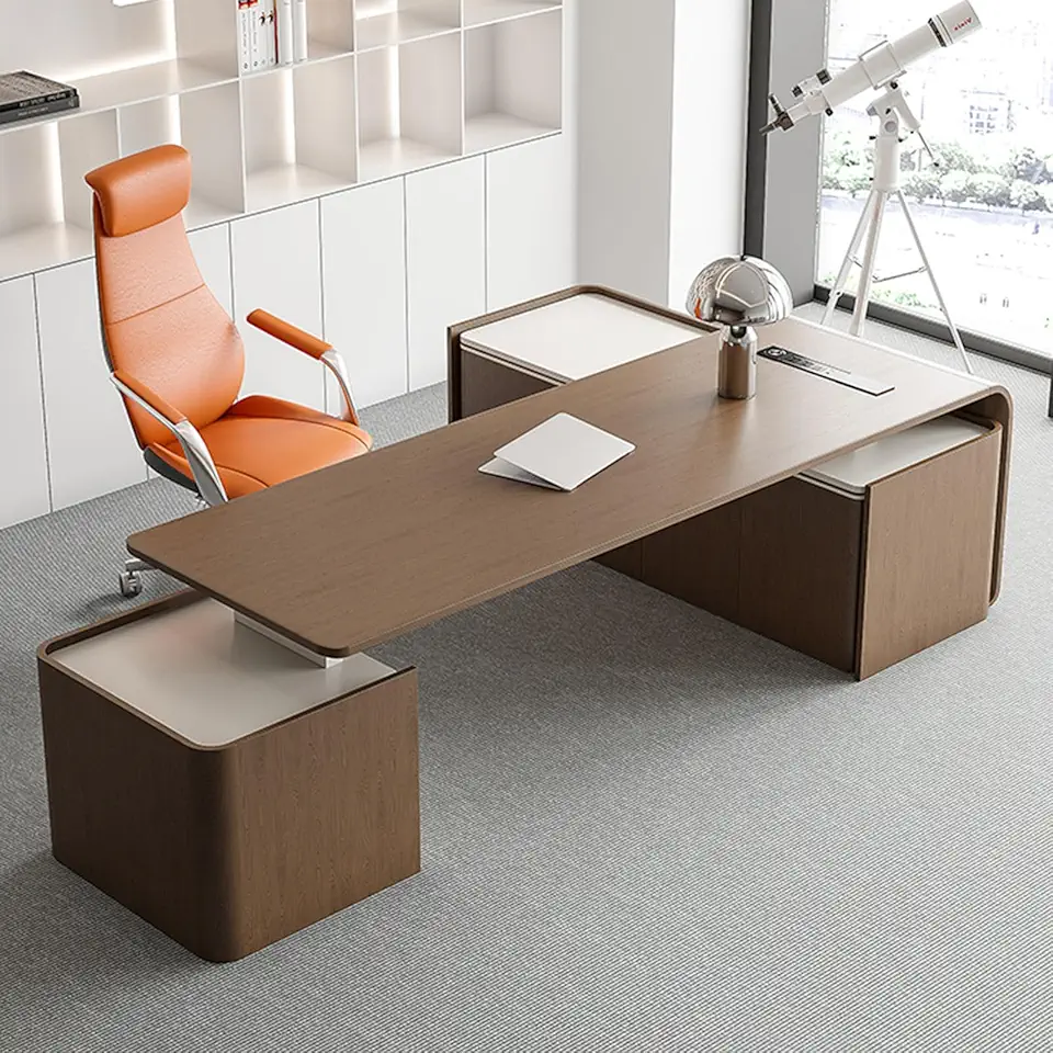 OUDINI Rectangular L Shaped Desk Writing Study Desk Computer Desk Extra Large Workstation Business Furniture Set Computer Desk with Storage Cabinets