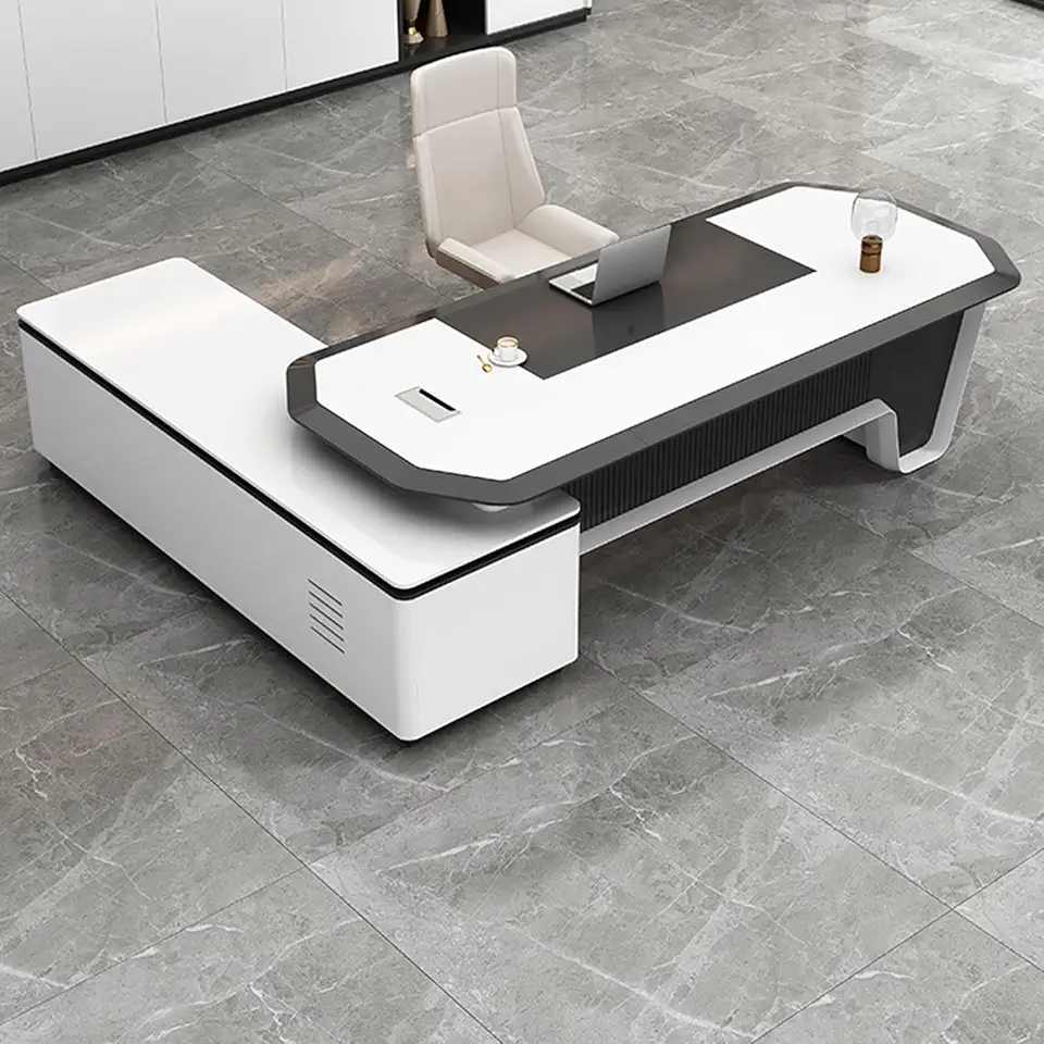 L Shaped Office Desk, Corner Computer Desk Table for Home Office Sturdy Writing Workstation, L Shaped Gaming Desk with Power Outlets LED Lights, 200cm