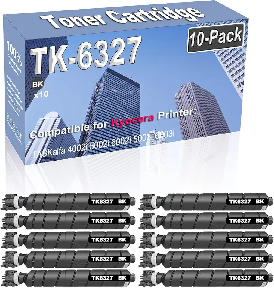 10-Pack (Black) Compatible High Capacity TK6327 TK-6327 TK-6327K 1T02NK0US0 Toner Cartridge Used for Kyocera TASKalfa 4002i 5002i 6002i 5003i 6003i Printer