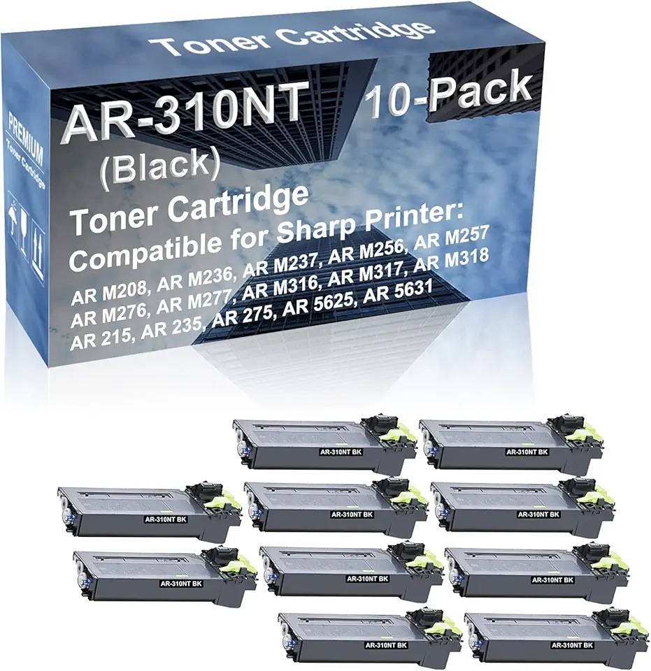 10-Pack Compatible High Capacity AR-310NT Toner Cartridge use for Sharp AR M208, AR M236, AR M237, AR M256, AR M257 Printer (Black)