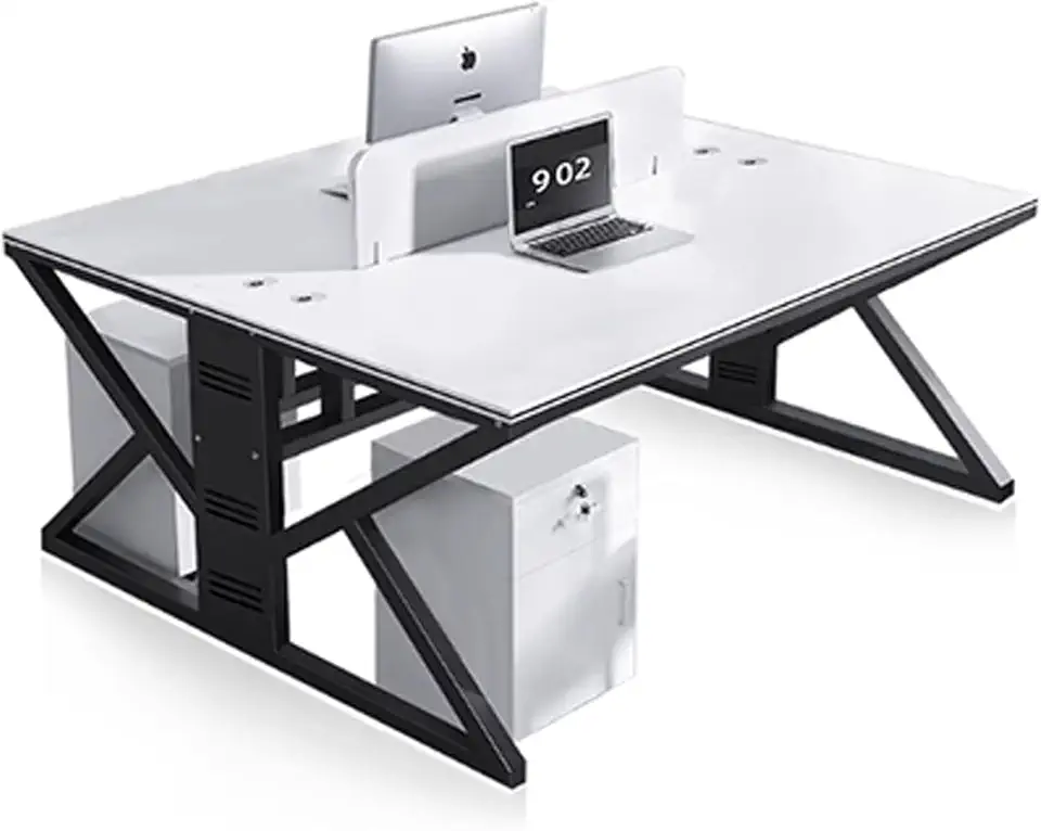 Modern Minimalist Office Desk and Chair Set, 4/6 Person Screen Partition Cubicle Workstation, Staff Computer Desk for Office Employee Workspace(A,2)