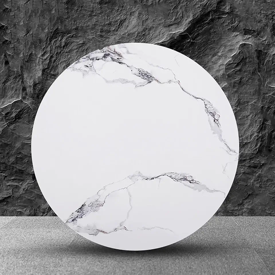Marble Lazy Susan for Dining Table, 24in-40in Sintered Stone Dining Table Swivel Serving Plate, Large Kitchen Rotating Turntable Organizer, Party Centerpieces(White Black,24in)