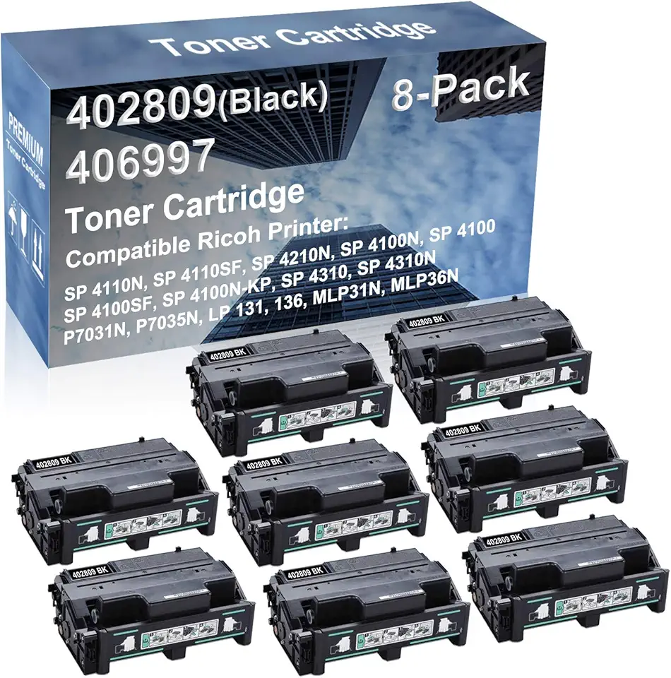 8-Pack Compatible High Capacity LP 131, 136, MLP31N, MLP36N Printer Toner Cartridge Replacement for Ricoh 402809/406997 Printer Cartridge (Black)
