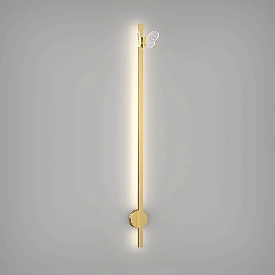 Room Decoration Atmosphere Light Strip Wall Lamp Linear Metal Wall Lights with Butterfly Decoration Modern LED - 6000K Wall Lamps Simple Bedroom Bedside Wall Sconce Chandeliers Modern(60CM)