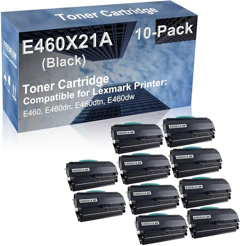 10-Pack Compatible High Capacity E460X21A Toner Cartridge use for E460, E460dn, E460dtn, E460dw Printer (Black)