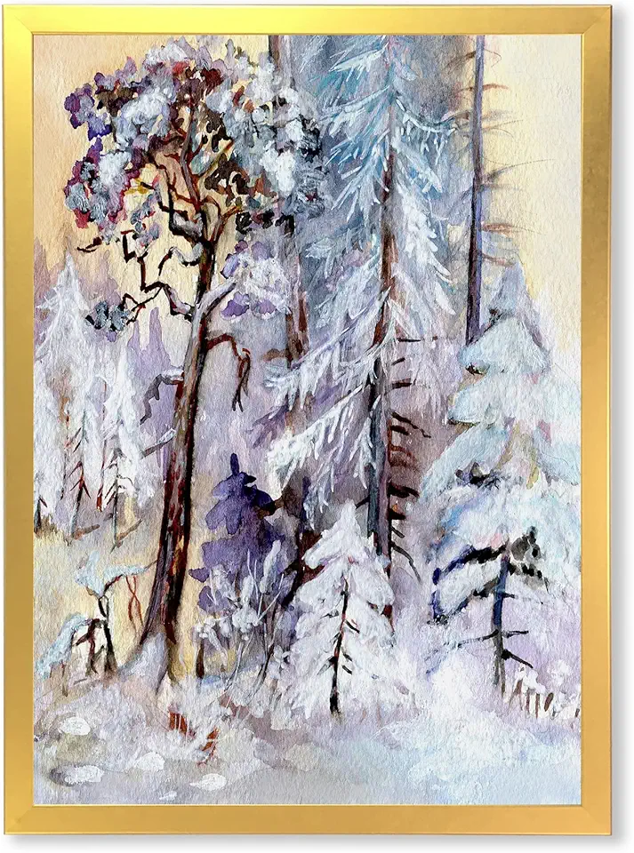 Winter Snowy Forest By The Lake Lake House Framed Wall Art