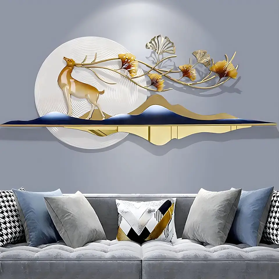 ICEMOB Metal Wall Art for Living Room,Iron Wall Sculptures,Light Luxury Home Wall Art Decor,Creative Art Deco Wall Art,for Home, Dining Room, Bar, Office, Hotel,170 * 65cm